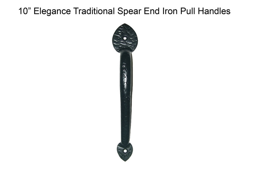 Carriage House- 10" Spear End Iron Pull Handle – Decorative and Durable, Multiple Finishes Available - 100% OEM Manufacturers with New Production Dates for US Vendor GarageDoorProject®(Each/Needs Fastners) - GarageDoorProject