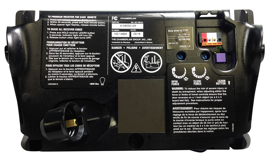 LiftMaster/Chamberlain Replacement Part - 41AB050-2M Receiver Logic Board w/ End Panel for AC Belt Drive Garage Door Openers - 100% OEM Manufacturers with New Production Dates for US Vendor GarageDoorProject® - GarageDoorProject
