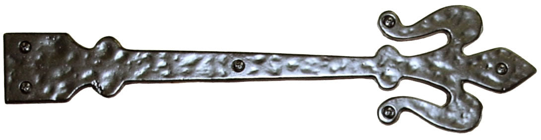 Carriage House- 16" Fleur de Lis End Wide Hinge, Iron - Decorative Traditional Style, Multiple Finishes - 100% OEM Manufacturers with New Production Dates for US Vendor GarageDoorProject®(Each/Needs Fastners) - GarageDoorProject