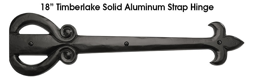 Carriage House- 18" Timberlake Strap Hinge, Traditional Spear End, Solid Aluminum – Multiple Finish Options - 100% OEM Manufacturers with New Production Dates for US Vendor GarageDoorProject®(Each/Needs Fastners) - GarageDoorProject