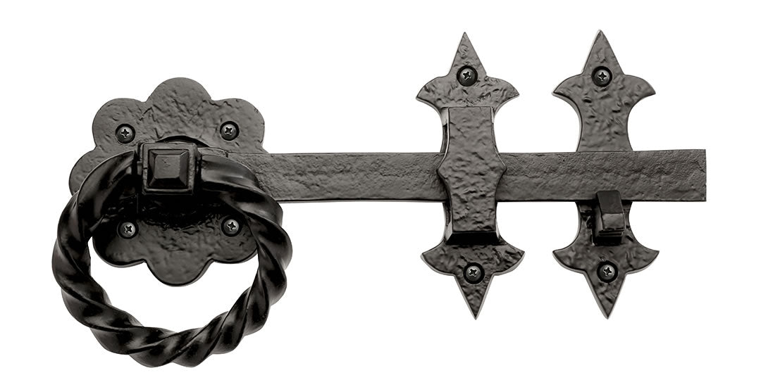 Carriage House- 10 3/4" Twisted Ring Door Latch Dummy Set – Cast Aluminum, Multiple Finishes - 100% OEM Manufacturers with New Production Dates for US Vendor GarageDoorProject®(Each/Needs Fastners) - GarageDoorProject