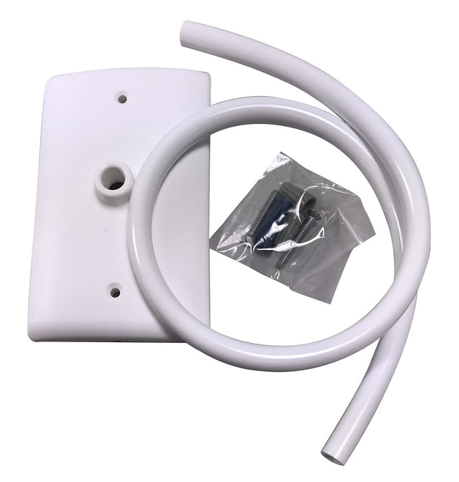 Wire Hide Kit;WHITE; provides a clean, professional look for Operator and Photo Eye Installations; with wall plate, 22" of black tubing, wire nuts, dry wall anchors, and screws. - GarageDoorProject