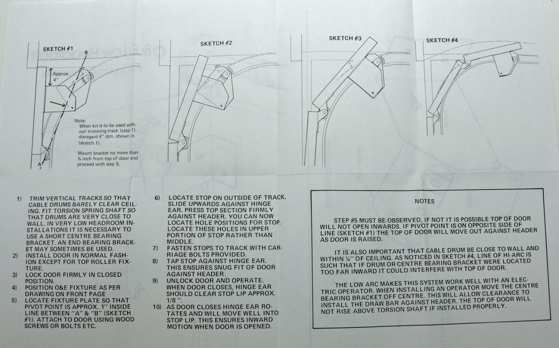 Garage Door Low Headroom Kit- Operates in 5'' Headroom- US Vendor GarageDoorProject® 100% OEM for GarageDoorProject