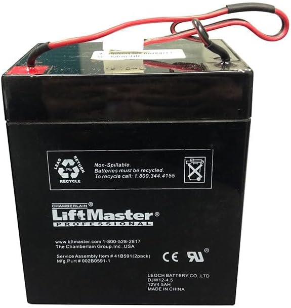 LiftMaster 475LM Replacement Batteries (41B591) – 12V 4.5Ah | EverCharge 475LM External Garage Door BBU - Includes 2 Replacement Batteries |  OEM  – for GarageDoorProject