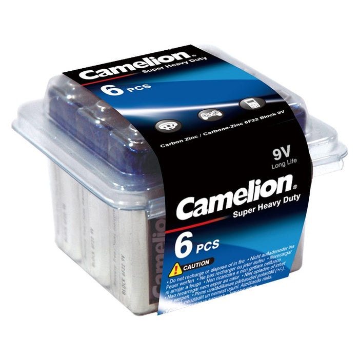 Camelion Replacement Part - 6F22 9V Super Heavy Duty Battery 6-Pack - 190mAh Zinc Carbon - 100% OEM Manufacturers with New Production Dates for US Vendor GarageDoorProject®