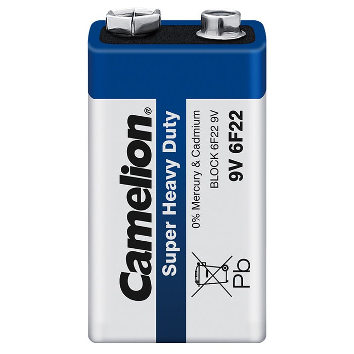 Camelion Replacement Part - 6F22 9V Super Heavy Duty Battery 6-Pack - 190mAh Zinc Carbon - 100% OEM Manufacturers with New Production Dates for US Vendor GarageDoorProject®