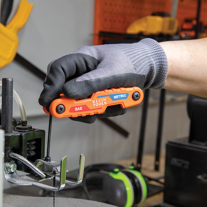 Klein Tools 70552 Commercial-Grade Folding Hex Key Set | Portable SAE Metric Hex Wrench Set With Reinforced Nylon Handle |   GarageDoorProject |   100% OEM | US Vendor