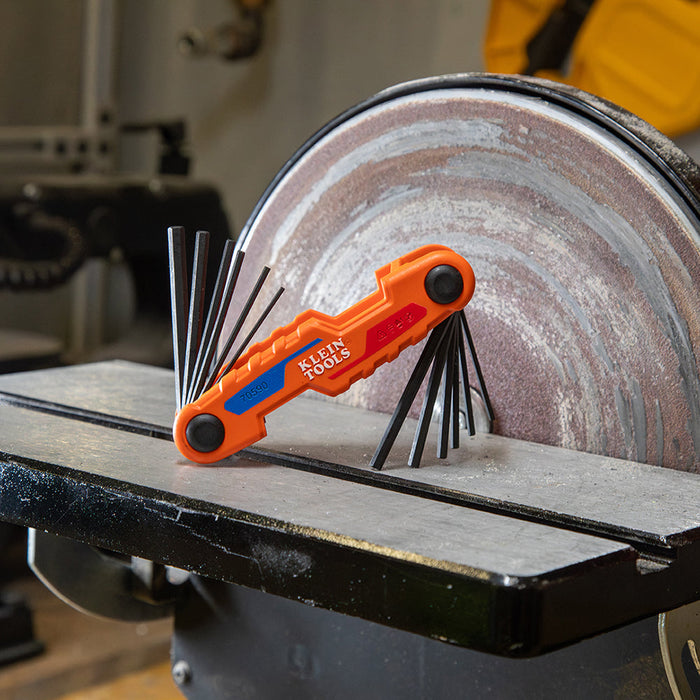 Klein Tools 70552 Commercial-Grade Folding Hex Key Set | Portable SAE Metric Hex Wrench Set With Reinforced Nylon Handle |   GarageDoorProject |   100% OEM | US Vendor