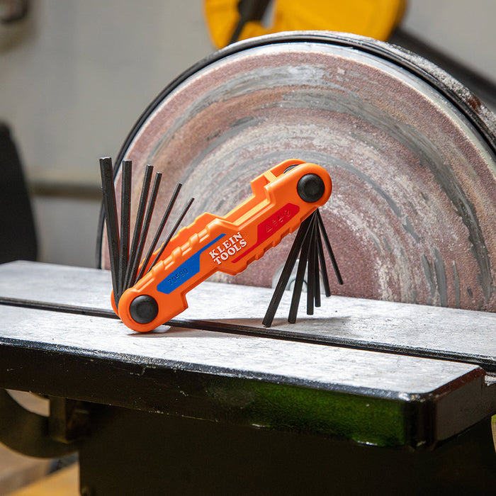 Klein Tools 70552 Commercial-Grade Folding Hex Key Set | Portable SAE Metric Hex Wrench Set With Reinforced Nylon Handle |   GarageDoorProject |   100% OEM | US Vendor