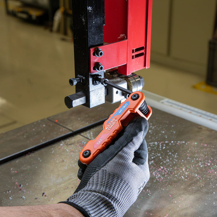 Klein Tools 70552 Commercial-Grade Folding Hex Key Set | Portable SAE Metric Hex Wrench Set With Reinforced Nylon Handle |   GarageDoorProject |   100% OEM | US Vendor