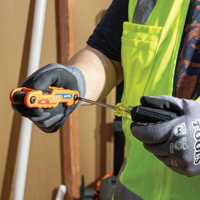 Klein Tools 70552 Commercial-Grade Folding Hex Key Set | Portable SAE Metric Hex Wrench Set With Reinforced Nylon Handle |   GarageDoorProject |   100% OEM | US Vendor