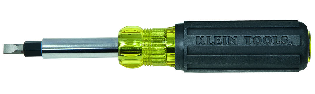 Klein Tools 6-in-1 Multi-Bit Screwdriver - Professional-Grade Nut Driver Tool with Cushion Grip Handle |   GarageDoorProject |   100% OEM | US Vendor