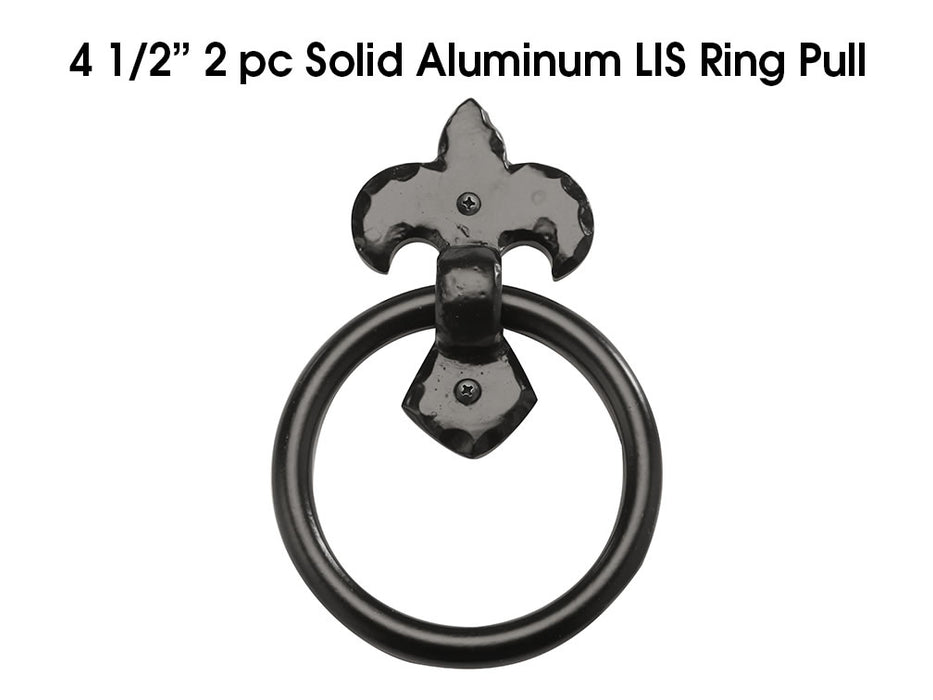 Carriage House- 4 1/2" LIS End Ring Pull Assembly, Solid Aluminum – Multiple Finish Options - 100% OEM Manufacturers with New Production Dates for US Vendor GarageDoorProject®(Each/Needs Fastners)