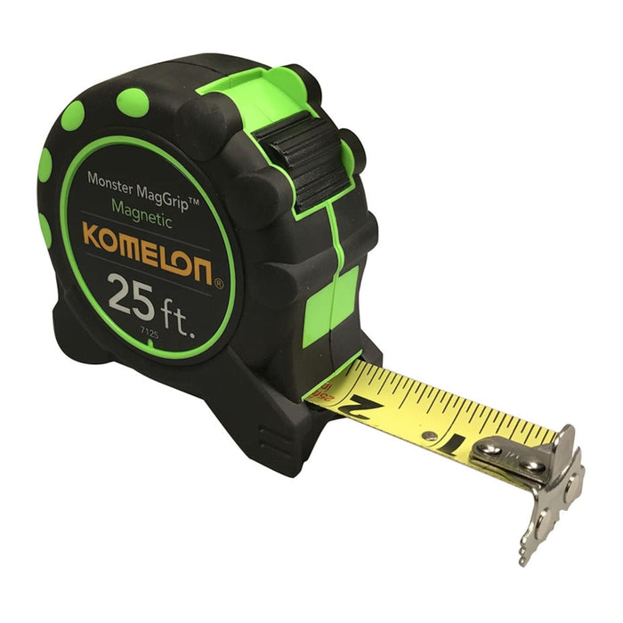 Komelon 42125 Monster MagGrip Power Tape Measure Industry Tested Durable Measuring Tool Dual Magnetic End 25 Foot |   GarageDoorProject |   100% OEM | US Vendor