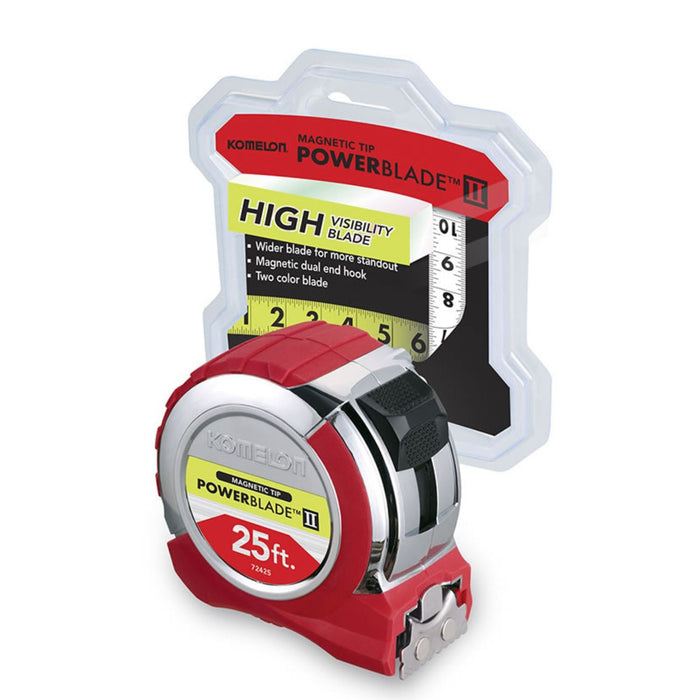Komelon 42125 Monster MagGrip Power Tape Measure Industry Tested Durable Measuring Tool Dual Magnetic End 25 Foot |   GarageDoorProject |   100% OEM | US Vendor
