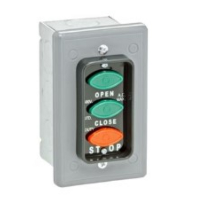 GarageDoorProject  |  PBS-3-S & #3BF Industry Tested Three Button Flush Mount Controls With Stainless Steel Faceplate, NEMA 1 Enclosure |   GarageDoorProject |   100% OEM | US Vendor
